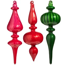 Discount The Jolly Christmas Shop Raz 9.75" Pink, Red, Or Green Blown Glass Finial Christmas Ornament 4322881