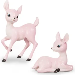 Clearance The Jolly Christmas Shop Raz 8.25" Pink Retro Christmas Deer Figure Set Of 2 4412100