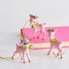 Best The Jolly Christmas Shop Raz 3" Pink Retro Deer Christmas Ornament Set Of 3 4457653