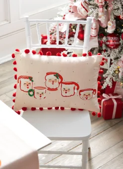 Outlet The Jolly Christmas Shop Raz 20" Pink Santa Mug Lumbar Christmas Pillow 4319326