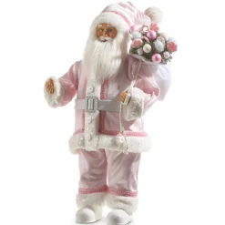 Hot The Jolly Christmas Shop Raz 18" Pink Santa With Bag Christmas Figure 4315540