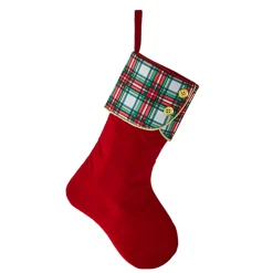 Sale The Jolly Christmas Shop Raz 19" Plaid And Velvet Christmas Stocking 4216306