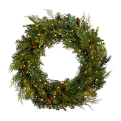 Clearance The Jolly Christmas Shop Raz 30" Pre-lit Blue Ridge Mountain Pine Real Feel Christmas Wreath W4409588