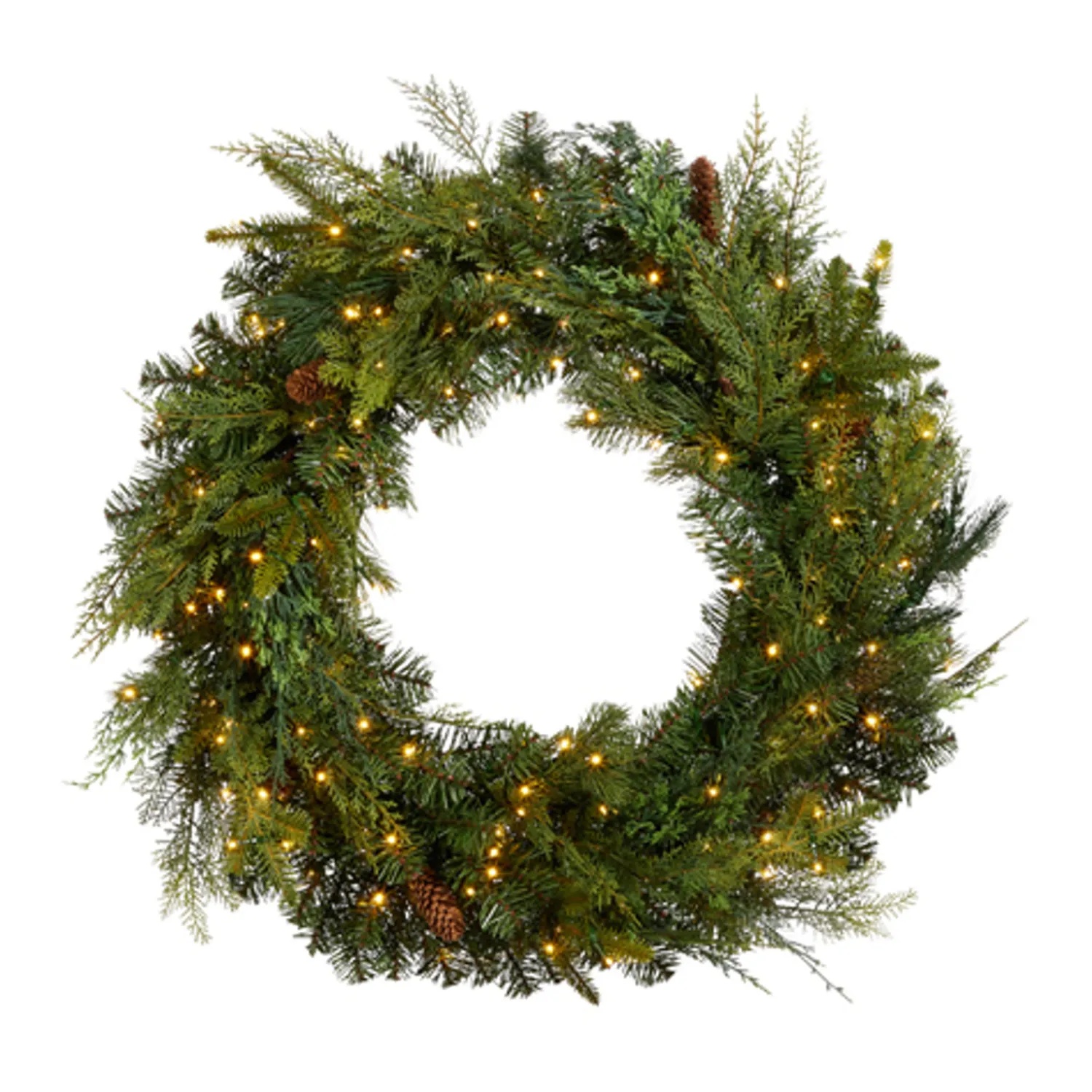 Clearance The Jolly Christmas Shop Raz 30" Pre-lit Blue Ridge Mountain Pine Real Feel Christmas Wreath W4409588