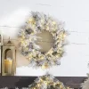 The Jolly Christmas Shop Raz 30" Pre-lit Flocked Pine Christmas Wreath With Warm White Lights W4052019