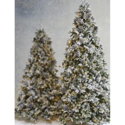 New The Jolly Christmas Shop Raz 7.5' Pre-Lit Flocked Spruce Christmas Tree W/ Clear Lights T4052012