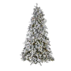 New The Jolly Christmas Shop Raz 7.5' Pre-Lit Flocked Spruce Christmas Tree W/ Clear Lights T4052012