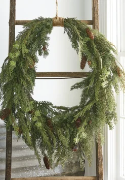 Hot The Jolly Christmas Shop Raz 30" Real Feel Oval Cedar And Pinecone Christmas Wreath W4011591