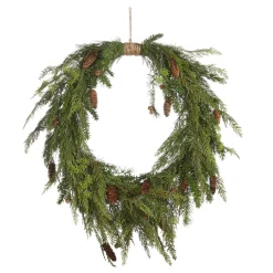 Hot The Jolly Christmas Shop Raz 30" Real Feel Oval Cedar And Pinecone Christmas Wreath W4011591