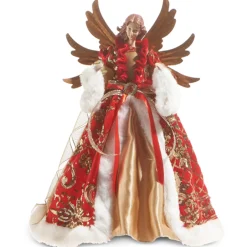 Best The Jolly Christmas Shop Raz 17.5" Red And Gold Angel Christmas Tree Topper 4315559