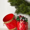 The Jolly Christmas Shop Raz 10.5" Red And Gold Drum Christmas Container Decoration 4425918