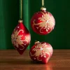 Outlet The Jolly Christmas Shop Raz 4" Red And Gold Holly Glass Christmas Ornament 4322839