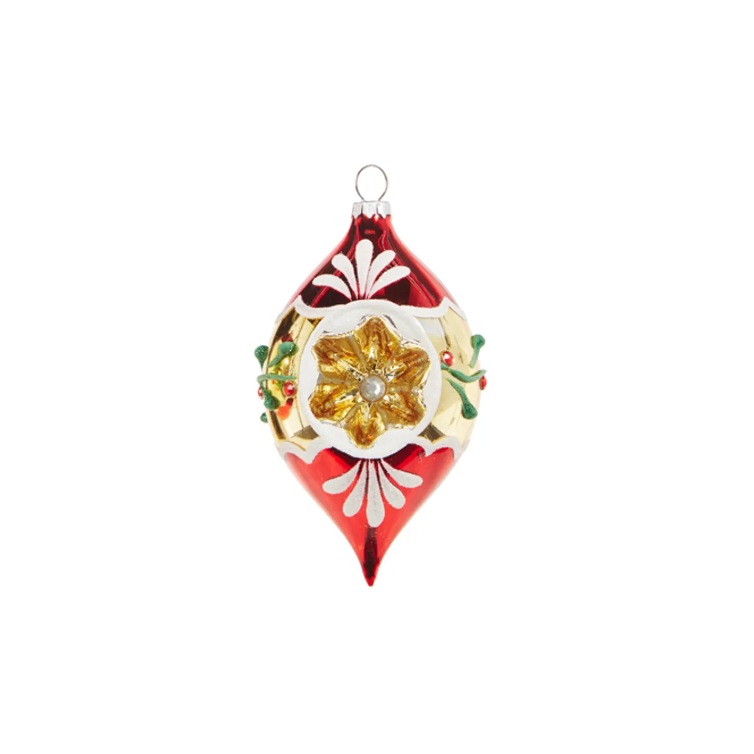 New The Jolly Christmas Shop Raz 3" Red And Gold Vintage Glass Christmas Ornament 4320019