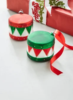 Online The Jolly Christmas Shop Raz 3.5" Red And Green Drum Glass Christmas Ornament 4322900
