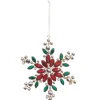 Clearance The Jolly Christmas Shop Raz 6" Red And Green Jeweled Snowflake Christmas Ornament 4413517