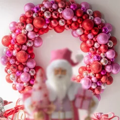 Online The Jolly Christmas Shop Raz 24" Red And Pink Multicolor Ball Ornament Christmas Wreath W4402429