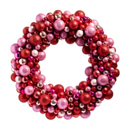 Online The Jolly Christmas Shop Raz 24" Red And Pink Multicolor Ball Ornament Christmas Wreath W4402429
