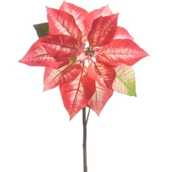 New The Jolly Christmas Shop Raz 24.5" Red And Pink Poinsettia Stem Christmas Tree Pick F4341706