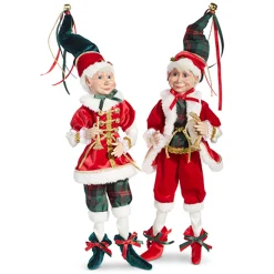 Discount The Jolly Christmas Shop Raz 16" Red And Plaid Posable Christmas Elf Figure 4302355