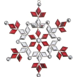 Discount The Jolly Christmas Shop Raz 6.5" Red And Silver Crystals Jeweled Snowflake Christmas Ornament 4313513