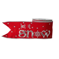 Clearance The Jolly Christmas Shop Raz 4" Red And Silver Let It Snow Wired Christmas Ribbon R4127755