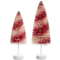 Clearance The Jolly Christmas Shop Raz 12" Red And White Bottle Brush Tree Set Christmas Decoration 4420040