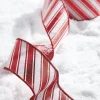 New The Jolly Christmas Shop Raz 2.5" Red And White Metallic Peppermint Striped Wired Christmas Ribbon R4271839