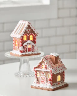 Outlet The Jolly Christmas Shop Raz 7" Red And White Peppermint Gingerbread House Christmas Decoration 4416280