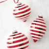 Sale The Jolly Christmas Shop Raz 4" Red And White Striped Glass Christmas Ornaments 4120871