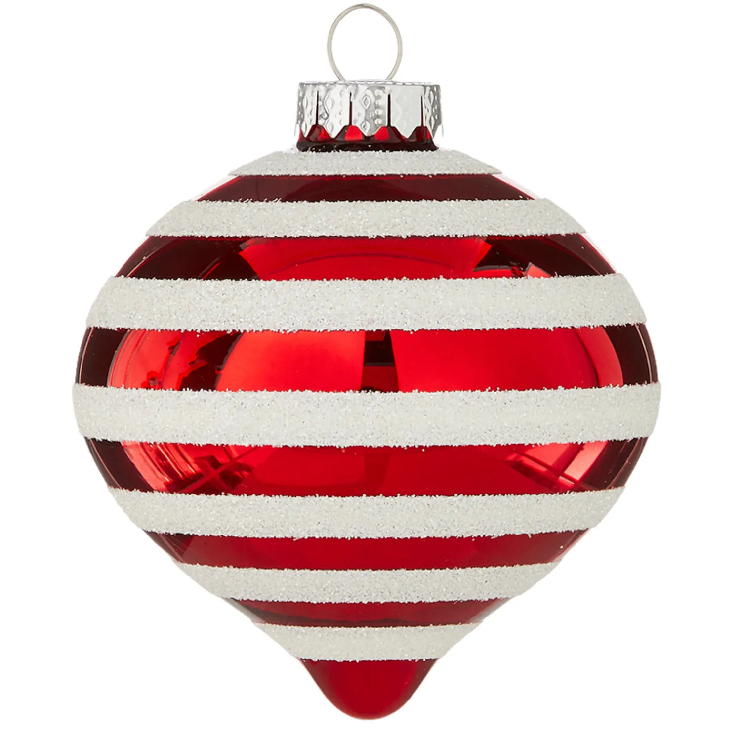 Sale The Jolly Christmas Shop Raz 4" Red And White Striped Glass Christmas Ornaments 4120871