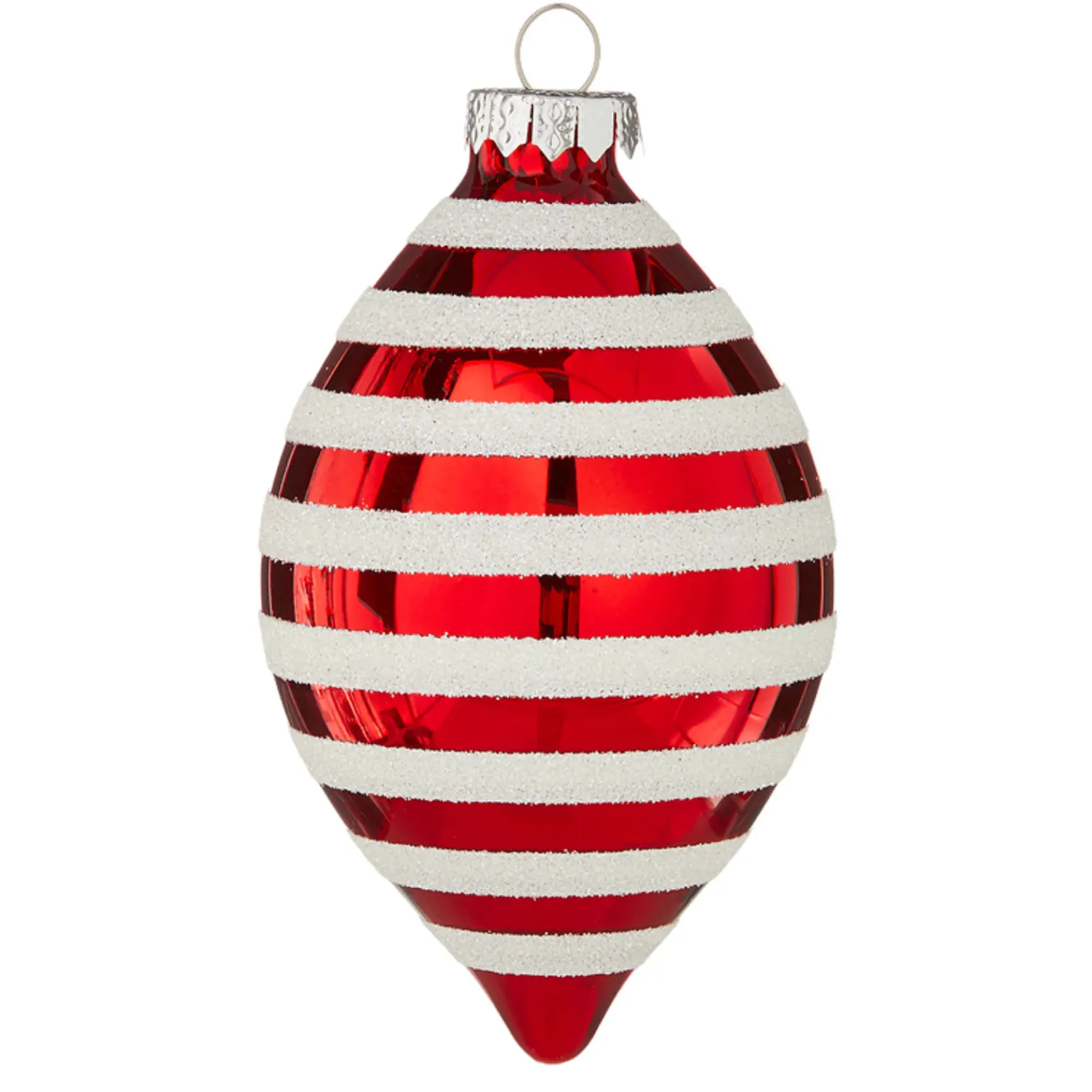 Sale The Jolly Christmas Shop Raz 4" Red And White Striped Glass Christmas Ornaments 4120871