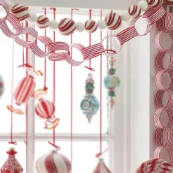 Outlet The Jolly Christmas Shop Raz 4' Red And White Striped Chain Christmas Garland G4106712