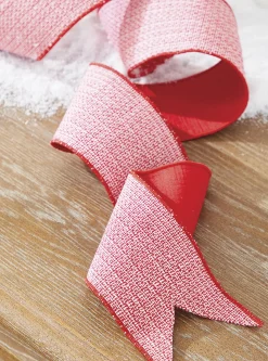 Best The Jolly Christmas Shop Raz 4" Red And White Tweed Wired Christmas Ribbon R4227742