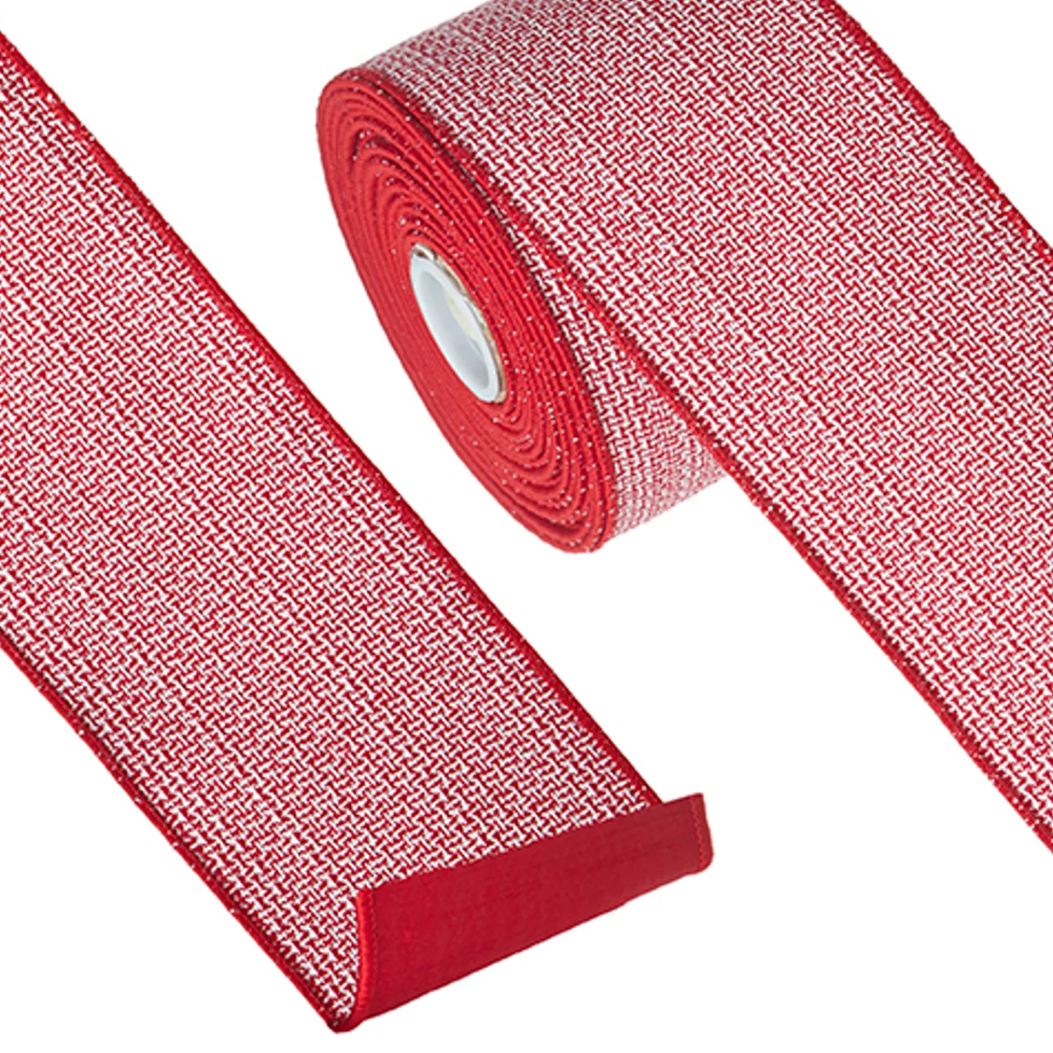 Best The Jolly Christmas Shop Raz 4" Red And White Tweed Wired Christmas Ribbon R4227742