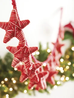Discount The Jolly Christmas Shop Raz 6' Red And White Yarn Star Christmas Tree Garland G4160800