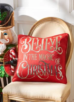 New The Jolly Christmas Shop Raz 18" Red Believe Christmas Pillow 4327709