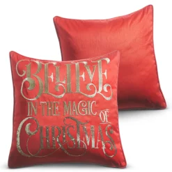 New The Jolly Christmas Shop Raz 18" Red Believe Christmas Pillow 4327709