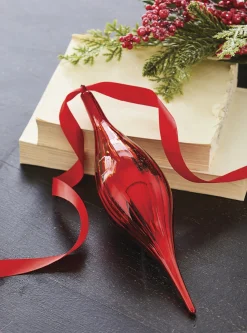 New The Jolly Christmas Shop Raz 9.5" Red Drop Glass Christmas Ornament 4224637
