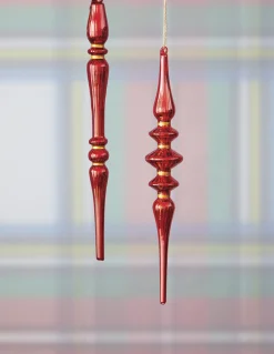 Clearance The Jolly Christmas Shop Raz 9.25" Red Finial Glass Christmas Ornament 4220893