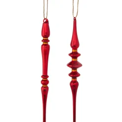 Clearance The Jolly Christmas Shop Raz 9.25" Red Finial Glass Christmas Ornament 4220893
