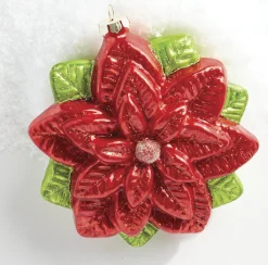 Discount The Jolly Christmas Shop Raz 6.5" Red Glitter Poinsettia Glass Christmas Ornament 4019189