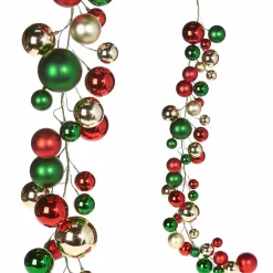 Online The Jolly Christmas Shop Raz 4' Red, Gold, And Green Ball Christmas Garland G3832768