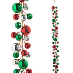 Sale The Jolly Christmas Shop Raz 4' Red, Green, And Silver Plastic Ball Christmas Garland G4416412