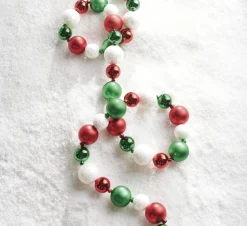Best The Jolly Christmas Shop Raz 6' Red, Green, And White Ball Ornament Christmas Garland G4206802