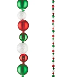 Best The Jolly Christmas Shop Raz 6' Red, Green, And White Ball Ornament Christmas Garland G4206802