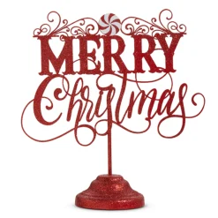 Hot The Jolly Christmas Shop Raz 12.75" Red Merry Christmas On Stand Christmas Sign Decoration 4428091