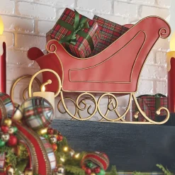 Online The Jolly Christmas Shop Raz 24.25" Red Metal Sleigh Christmas Decorations 4211153