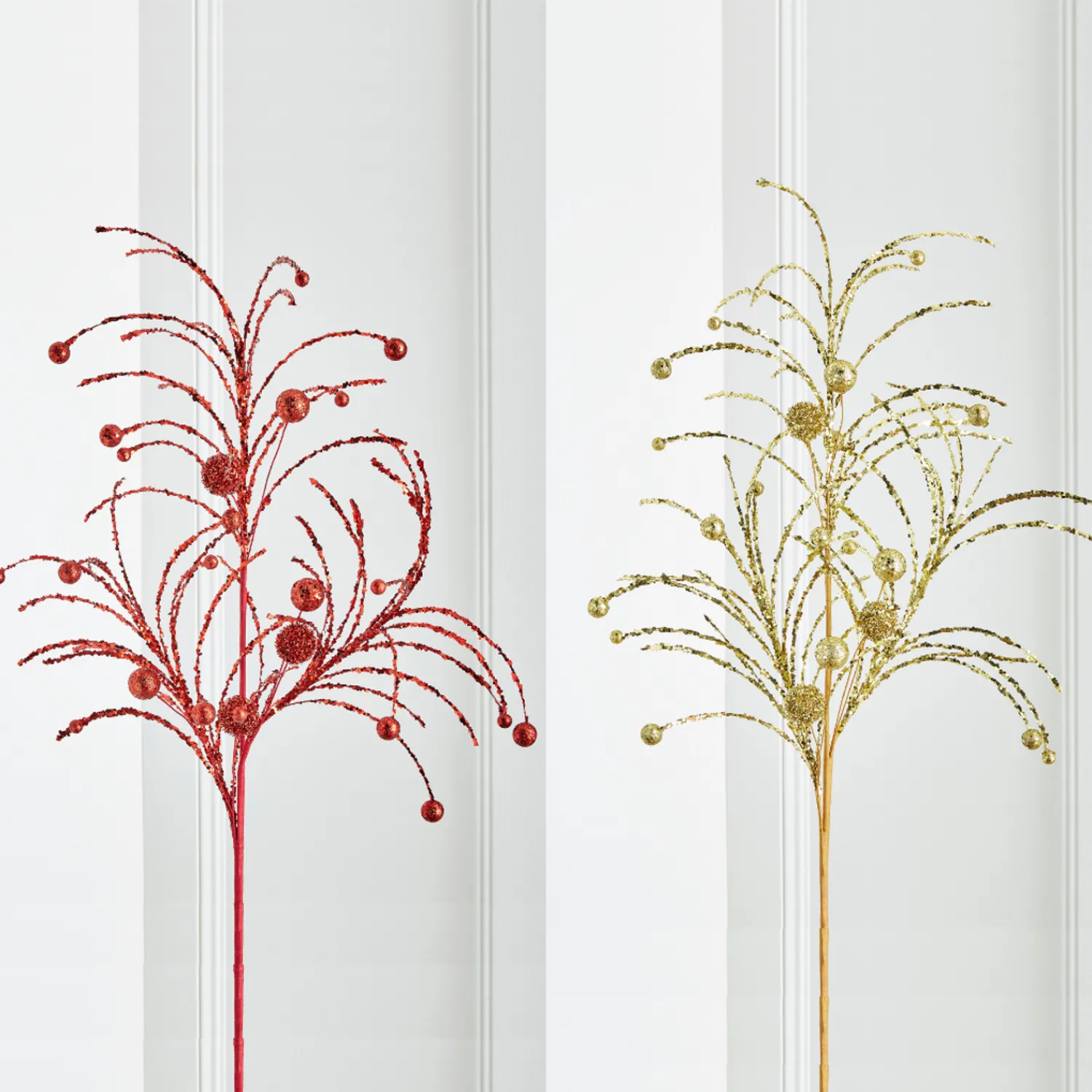 Outlet The Jolly Christmas Shop Raz 42" Red Or Gold Glittered Ball Christmas Spray