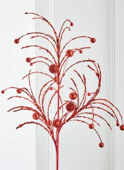 Outlet The Jolly Christmas Shop Raz 42" Red Or Gold Glittered Ball Christmas Spray