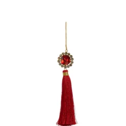 Best The Jolly Christmas Shop Raz 7.5" Red Or Green Jeweled Ball Tassel Christmas Ornament 4427324